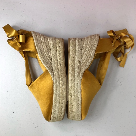 Tory Burch Wedged Espadrille Golden Yellow Sz 9.5M - Picture 7 of 8